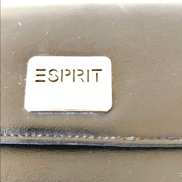 Esprit Women's Black Leather Tri Fold Organizer Envelope Clutch Wallet - Picture 2 of 10
